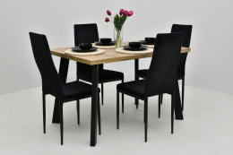 4 krzesła czarny welur K-91wc oraz rozkładany stół Loft 2 (wybierz wymiar)