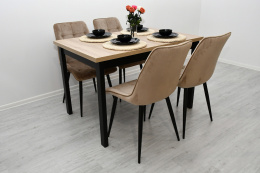 Rozkładany stół Alba 1 80/120-150 oraz krzesła Welur