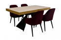 Loftowy stół S-12 90/160 - 210 oraz 4 krzesła K-80r