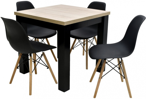 Stół S-22 blat laminat 80/80 rozkładany do 160 oraz 4 krzesła K-87