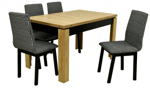 Prostokątny stół S-44P 80/120 - 165 oraz 4 krzesła Hugo 5