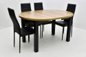 Stół STL 52 o średnicy 100 cm rozkładany do 180 oraz 4 krzesła K-90c
