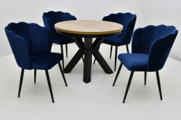 Okrągły stół STLM 110 100 - 180 oraz 4 krzesła Hilton