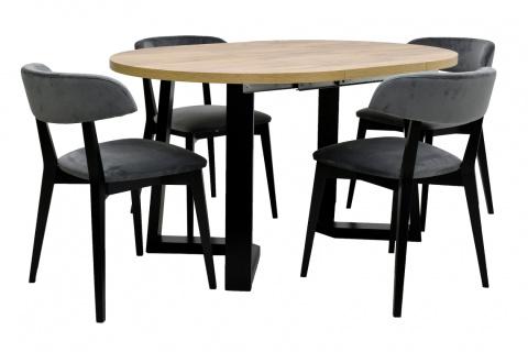 Stół STL 91 o średnicy 100 cm rozkładany do 180 oraz 4 krzesŁa K-28