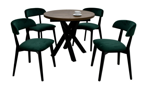 Stół okrągły Lego fi 90 cm rozkładany do 130 oraz 4 krzesła K-28