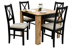 Kwadratowy stół S-44pcb 80/80 - 160 oraz 4 krzesła Nilo 10 (wybór wymiaru i kolorystyki)