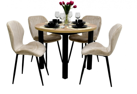 Okrągły stół Poli 4 100 cm do 180 oraz 4 krzesła K1-FX