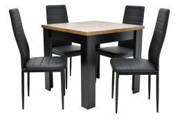 Kwadratowy stół S-44 90/90 - 170 oraz 4 krzesła K-90c