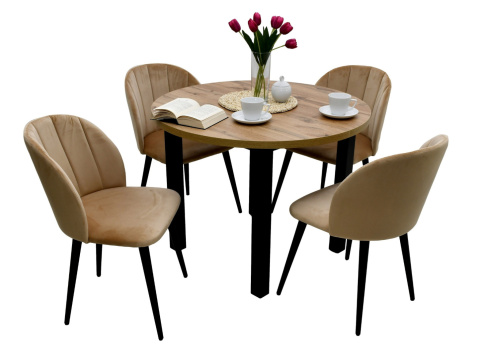 Okrągły stół Poli 4 100 cm do 180 oraz 4 krzesła S-100