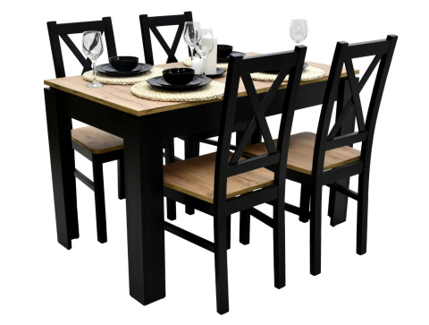 Rozkładany stół S-44pcb 70x120 do 165 oraz 4 krzesła Krzyżak (różne wymiary i kolory)
