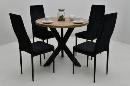 Komplet mebli stół Trio fi 90 cm rozkładany do 130 i 4 krzesła K-91wc (możliwa zmiana wymiaru)