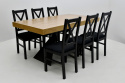 Loftowy stół S-12 90/160 - 210 oraz 6 drewnianych krzeseł K-22