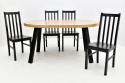 Okrągły stół S-3, średnica 100cm rozkładany do 200 + 6 krzeseł drewnianych Bos 10D