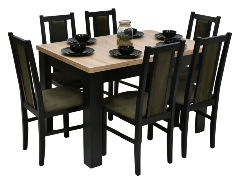 Prostokątny stół do salonu S-44 o wymiarach do wyboru oraz 6 ślicznych krzeseł Bos 14