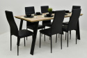 Prostokątny, loftowy stół Liwia 80x130 do 210 cm oraz 6 krzeseł K-90c
