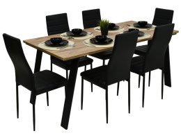 Prostokątny, loftowy stół Liwia 80x130 do 210 cm oraz 6 krzeseł K-90c