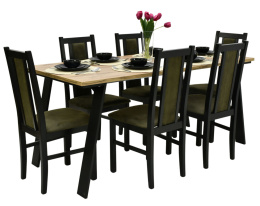 Rozkładany loftowy stół Liwia 80x130 do 210 cm oraz 6 krzeseł Bos 14