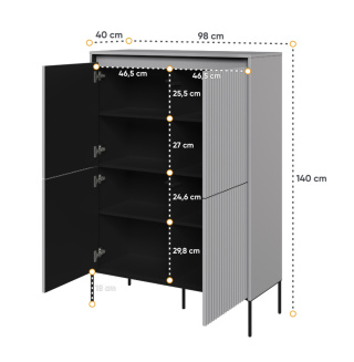 Wysoka komoda w kolorze szarym, szara komoda Trend 03