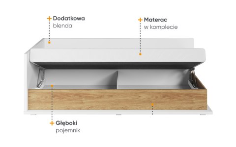 Łóżko z pojemnikiem i materacem, łóżko MS-09L, łóżko Simi