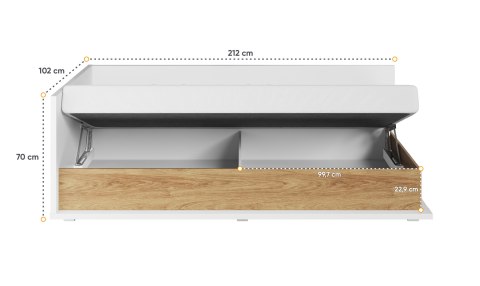 Łóżko z pojemnikiem i materacem, łóżko MS-09L, łóżko Simi