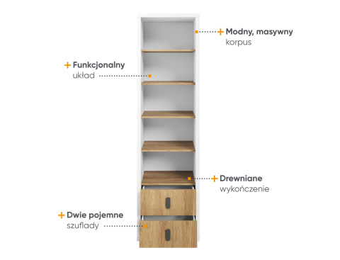 Regał Simi, regał MS-03, regał z szufladami i półkami