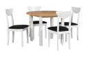 Rozkładany, okrągły stół Poli 4 100 cm do 180 oraz krzesła Hugo 3
