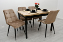 Rozkładany stół Alba 1 80/120-150 oraz krzesła Welur