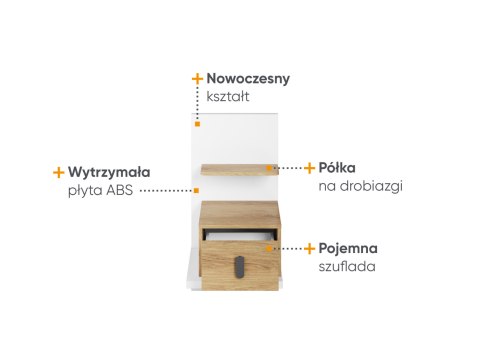 Stolik nocny MS-08L, stolik nocny prawy do łóżka MS-09L