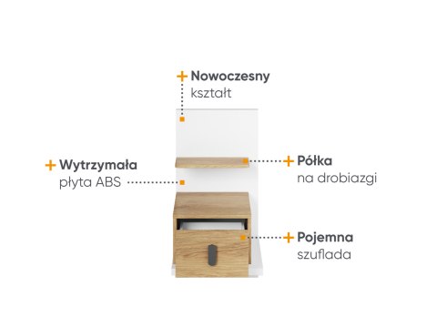 Stolik nocny MS-08P, stolik nocny prawy do łóżka MS-09P