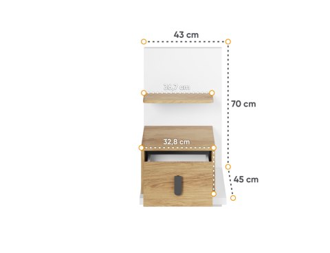 Stolik nocny MS-08P, stolik nocny prawy do łóżka MS-09P