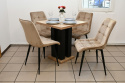Kwadratowy rozkładany stół Igor Laminat oraz welurowe krzesła na metalowych nogach