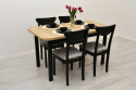 Stół z zaokrąglonymi rogami Wenus 2 XL 80/140-220 oraz krzesła Hugo 3