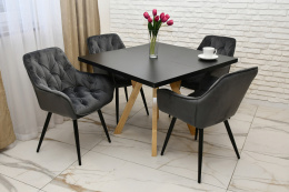 Kwadratowy, rozkładany stół Jaga KW z krzesłami Siena, kolorystyka do wyboru, wymiar stołu do wyboru