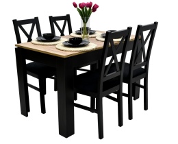 Prostokątny stół S-44pcb 70x120 do 165 oraz 4 krzesła K-22 (różne wymiary i kolory)