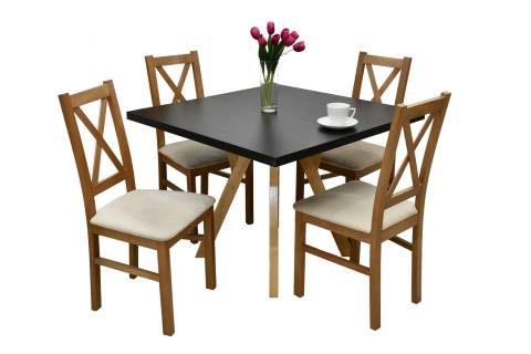 Stół Jaga Kwadrat 90x90 do 190 oraz 4 krzesła K-22 (różne wymiary i kolory)