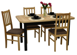 Stół z zaokrąglonymi rogami Wenus 2 XL 80/140-220 oraz krzesła BOS 4