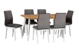 Stół z zokrąglonymi rogami Oslo 6 80/14-180 oraz krzesła Luna 1