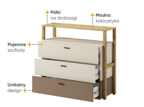 Komoda Lenny LY-06, komoda z szufladami, praktyczna komoda, pojemna komoda