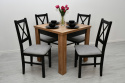 Kwadratowy stół S-44 o wymiarach do wyboru oraz krzesła Nilo 10, praktyczny komplet