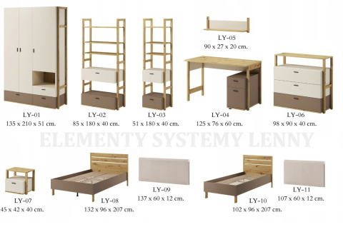 Regał Lenny, regał LY 02, regał z półkami i szufladami.