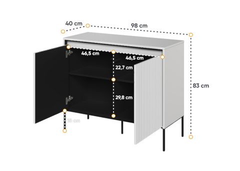 Biała komoda Trend 02, ryflowane fronty