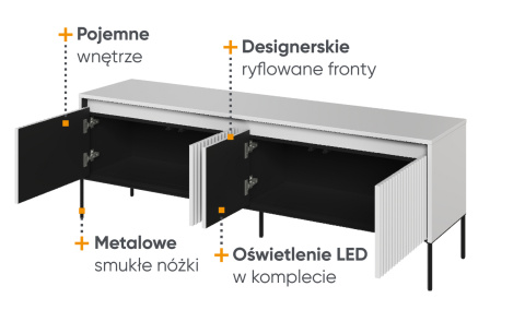 Biało-czarna loftowa szafka pod telewizor, szafka rtv Trend 05