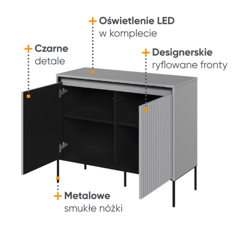 Mała komoda w kolorze szarym, szara komoda Trend 02