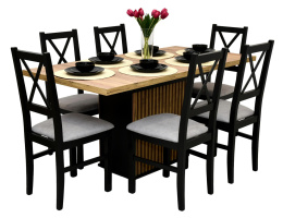 Rozkładany stół z lamelami Marcin lam oraz krzesła Nilo 10