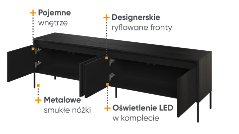 Czarna szafka rtv, rtv trend 06, szafka pod telewizor