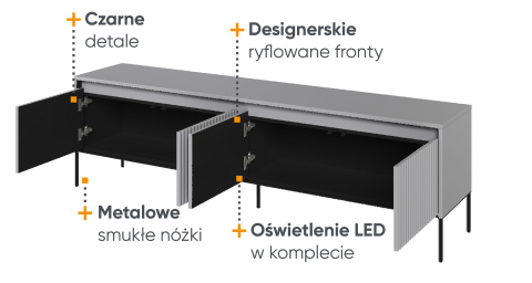 Długa szafka szara rtv, szafka pod telewizor Trend 06