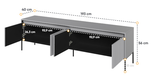 Długa szafka szara rtv, szafka pod telewizor Trend 06