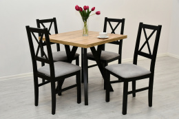 Kwadratowy stół Jaga kw oraz krzesła nilo 10, funkcjonalny komplet do Twojego domu