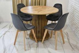Okrągły stół Lamel nierozkładany z krzesłami Vegas, idealny komplet do salonu