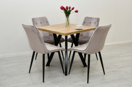 Welurowe, wygodne krzesła z rozkładanym kwadratowym stołem Jaga kw